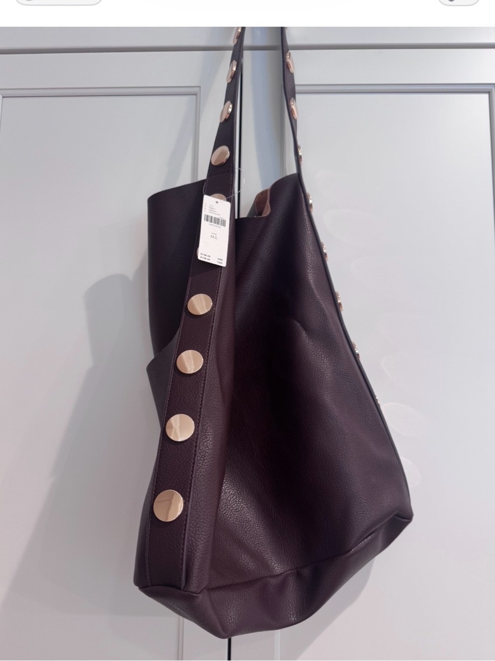 Anthropologie Chocolate Brown Shoulder Bag with Gold Studs/ Small bag duo